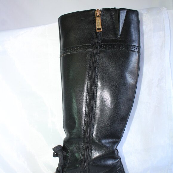Tommy Hilfiger Women's Black Leather Riding Boots Lace-Up Detail ~6 ~ - Picture 4 of 16
